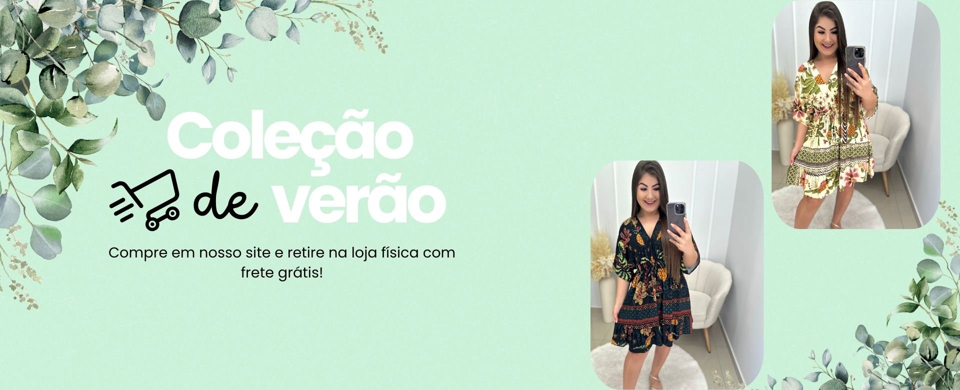 banner de site promocao de verao montagem de fotos rosa